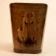 Handcrafted Wood Square Pen Pot with Bird Design